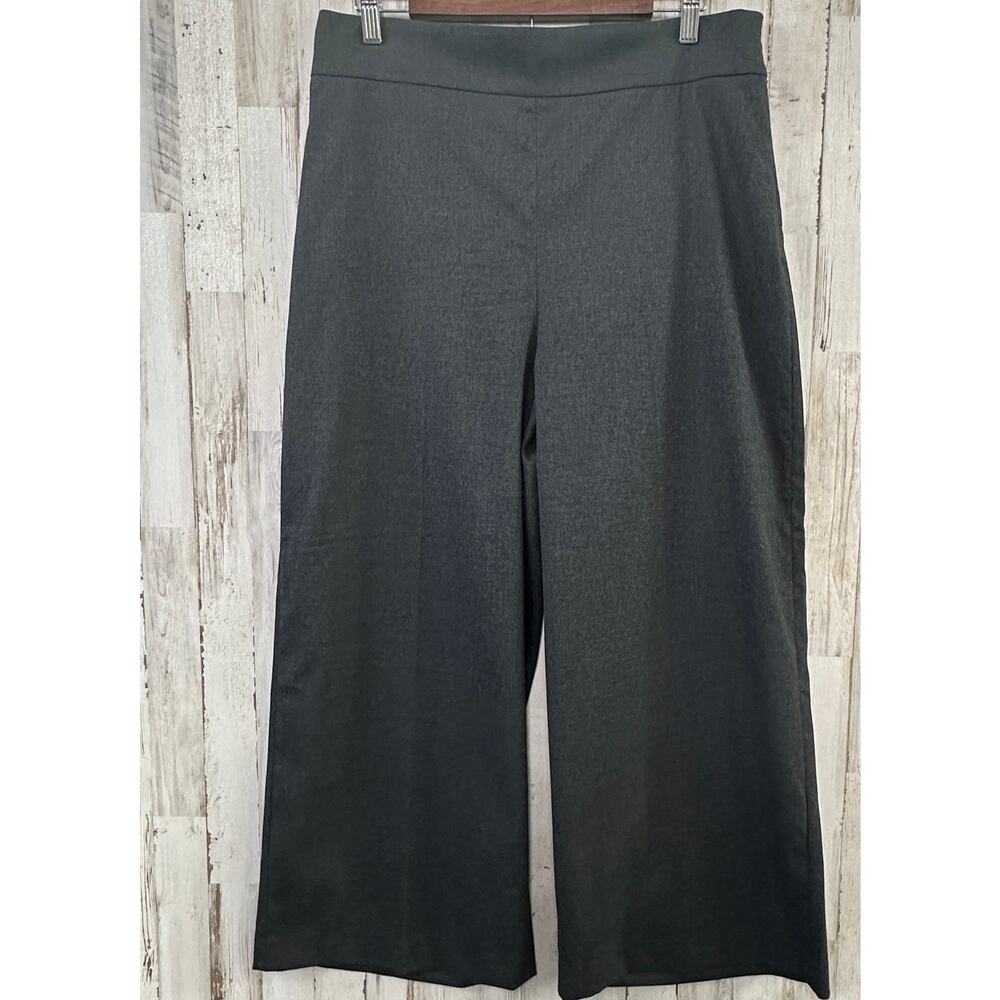 NWT Zara Wide Leg Pants XL Gray Side Zipper Cropped Minimalist Preppy Academia